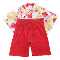 Aenak（アエナック）菊柄全開袴ロンパース レッド 90cm 1着 ROK