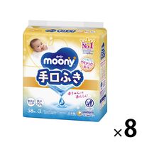 ウェットティッシュ ノンアルコール ムーニー手口ふき 詰め替え 1セット（58枚×3個入×8パック） ユニ・チャーム
