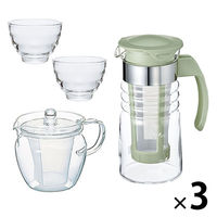 HARIO （ハリオ） 4点セット 水出しポット 急須 1個 グラス 2個 1セット（4点×3）