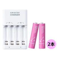 充電池＋充電器 550mAh 単4形 ピンク 2本 ニッケル水素充電池専用 1セット オリジナル