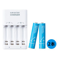 充電池＋充電器 550mAh 単4形 ブルー 2本 ニッケル水素充電池専用 1セット オリジナル