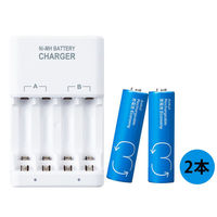 充電池＋充電器 950mAh 単3形 ブルー 2本 ニッケル水素充電池専用 1セット オリジナル