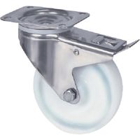 プレート式キャスター"ALPHA(ナイロン車・ステンレス金具) φ160 自在式(トータルロック付) 8477UOO160P63 1個（直送品）