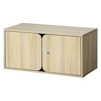 PREDONA（プレドナ）木製シェルフ  両開き 上置き用 1段 幅800×奥行400×高さ390mm ナチュラルウッド 1台(1梱包)（取寄品）