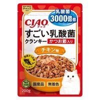 いなば CIAO チャオ すごい乳酸菌クランキー かつお節入り チキン味 国産 200g 1袋 キャットフード