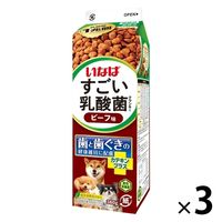 いなば すごい乳酸菌クランキー 牛乳パック 総合栄養食 ビーフ味 380g 1セット（1個×3）ドッグフード 犬用