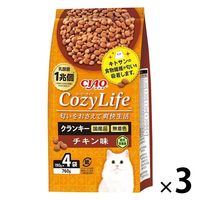 いなば CIAO チャオ Cozy Life クランキー チキン味（190g×4袋入）国産 3袋 キャットフード ドライ