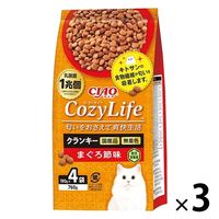 いなば CIAO チャオ Cozy Life クランキー まぐろ節味（190g×4袋入）国産 3袋 キャットフード ドライ