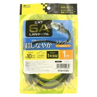 ナカバヤシ カテゴリー6A LANケーブル ブラック 1m C6A-01BK 1本