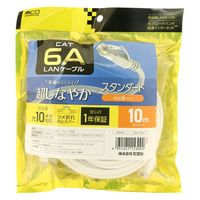 ナカバヤシ カテゴリー6A LANケーブル ホワイト 10m C6A-10WH 1本