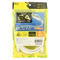ナカバヤシ カテゴリー6A LANケーブル ホワイト 2m C6A-02WH 1本