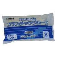 エブノ エブケアプラスチックグローブ(袋粉無 粉無 24257302 S 1003(100マイイリ) 1梱(100枚入x30箱)（直送品）