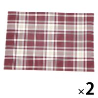 【LAKOLE/ラコレ】 チェック柄ランチョンマット レッド 1セット（2枚）