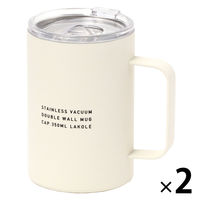 【LAKOLE/ラコレ】 【保温保冷】フタ付きステンレスマグ（350ml） アイボリー 1セット（2個）