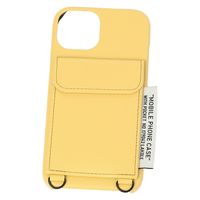 ポケット付きPUレザーiPhoneケース （iPhone13/14） イエロー LAKOLE/ラコレ