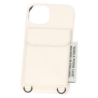 ポケット付きPUレザーiPhoneケース （iPhone13/14） ホワイト LAKOLE/ラコレ