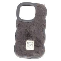 ふわふわウェーブスタンドiPhoneケース iPhone14PRO チャコール LAKOLE/ラコレ