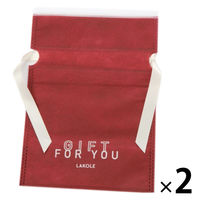 不織布巾着ギフトバッグ（S） レッド 1セット（2個） LAKOLE/ラコレ