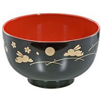 田中箸店 月うさぎDX汁椀 黒 食洗機対応 4974835046327 1セット(1個×10)