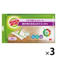 スリーエム(3M) スコッチブライト フロア用ウェットシート 床掃除 拭き FW-WSM24 (24枚入×3)