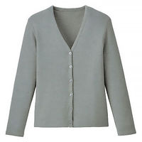 D-PHASE（ディーフェイズ） Vネック綿カーディガン 女性用 長袖 グレー L ASDPS03GYL（わけあり品）