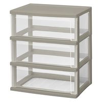 アイリスオーヤマ 収納 収納ケース 幅54×奥行40×高さ62.5cm キャスター付き 完成品 衣類収納 ワイドチェスト W-543 ダークグレー（直送品）