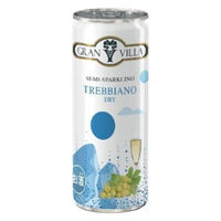 イタリア　グランヴィラ トレッビアー　セミ・スパークリングワイン 白 辛口 250ml 缶 1本 メモス　飲み切り　缶ワイン