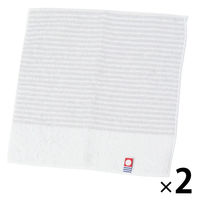 【LAKOLE/ラコレ】 今治産ハンドタオル（ストライプ） ホワイト 1セット（1枚×2）