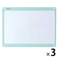 プラス 小型壁掛ホワイトボードやわらかフレーム グリーン 538127 1セット(1台×3)
