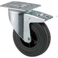 テンテキャスター プレート式キャスター"ALPHA(ゴム車) φ160 自在式(トータルロック付) 3477PVR160P63 1個（直送品）