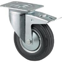 テンテキャスター プレート式キャスター"ALPHA(ゴム車) φ125 自在式(トータルロック付) 3477DVJ125P62 1個（直送品）