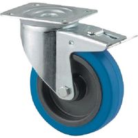 プレート式キャスター"ALPHA(タイヤ痕レスタイプ) φ125 自在式(トータルロック付) 3477UFR125P62 SKY BLUE（直送品）