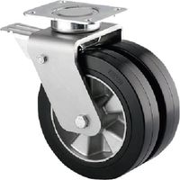 重荷重用高性能双輪キャスターDELTA TWIN(ゴム車・メンテナンスフリー) φ200 自在式 9942IEP200P63 1個（直送品）