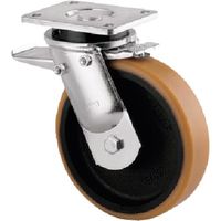 テンテキャスター 超重荷重用キャスターKAPPA(ポリウレタン車) φ300 自在式(トータルロック付) 9652FTP300P64 1個（直送品）