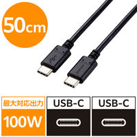 タイプCケーブル (USB-C to C) PD対応 100W 50cm 黒 MPA-CC5P05BK エレコム 1本