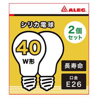 白熱電球 E26 40W形 シリカ電球 シリカ球 ALEG LW100V38W WHITE A55 1パック（2個）