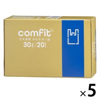 ゴミ袋 MUT30 comfit 白半透明 手付きポリ袋 薄手 30L（1個（20枚入）×5）厚さ0.015mm ジャパックス