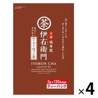 【水出し可】宇治の露製茶　伊右衛門 炒り米入りほうじ茶ティーバッグ 大容量　　1セット（1袋（120バッグ入）×4）