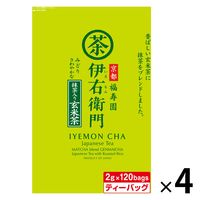 【水出し可】宇治の露製茶　伊右衛門 抹茶入り玄米茶ティーバッグ 大容量　　1セット（1袋（120バッグ入）×4）