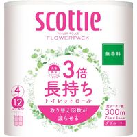 日本製紙クレシア スコッティ フラワーパック 3倍長持ち 4ロール ダブル 無香 4901750227364 1個(4ロール)
