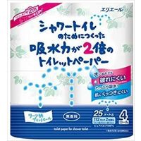 大王製紙 エリエール シャワートイレのためにつくった吸水力が2倍のトイレットペーパー 4ロール(ダブル) 4902011821710 1個(4巻)