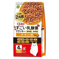 いなば CIAO チャオ すごい乳酸菌クランキー チキン味 総合栄養食 国産（190g×4袋入）1袋 キャットフード