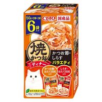 いなば CIAO チャオ 焼かつおディナー かつお節・しらすバラエティ 国産（50g×6袋）1箱 キャットフード 猫用 パウチ