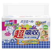 キッチンペーパー エリエール 超吸収キッチンタオル シートタイプ（100組2枚重ね×2個）1パック 大王製紙
