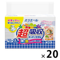 キッチンペーパー エリエール 超吸収キッチンタオル シートタイプ（100組2枚重ね×2個）20パック 大王製紙