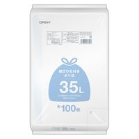 ゴミ袋 半透明 結びひも付 ポリ袋 普通 35L 100枚入 1パック 厚さ：0.015mm オルディ