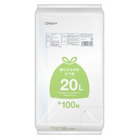 ゴミ袋 半透明 結びひも付 ポリ袋 普通 20L 100枚入 1パック 厚さ：0.015mm オルディ