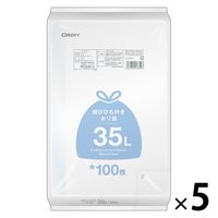 ゴミ袋 半透明 結びひも付 ポリ袋 普通 35L 100枚入 5パック 厚さ：0.015mm オルディ