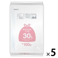 ゴミ袋 半透明 結びひも付 ポリ袋 普通 30L 100枚入 5パック 厚さ：0.015mm オルディ