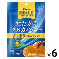 健康のど飴 たたかうマヌカハニー すっきりはちみつミント 1セット（1袋×6） カンロ 飴 のど飴 あめ キャンディー